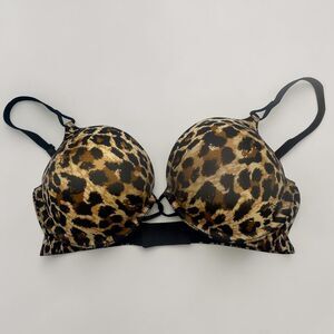 Victoria's Secret Miraculous Plunge Push Up Bra Leopard Print 34C (Adds 2 Cups)